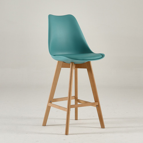Dark blue plastic counter stool with footrest