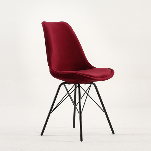 Luxury leisure claret upholstered cafe chair with metal frame