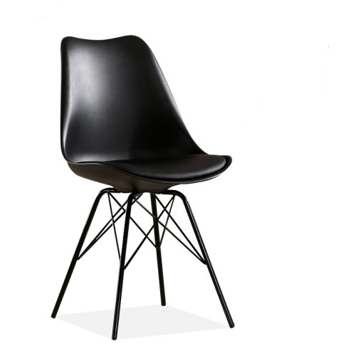 Black cushioned plastic cafe chair with Black sprayed metal frame