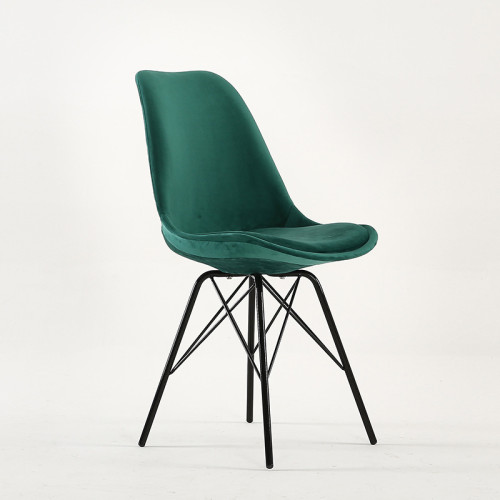 Luxury leisure green upholstered cafe chair with metal frame