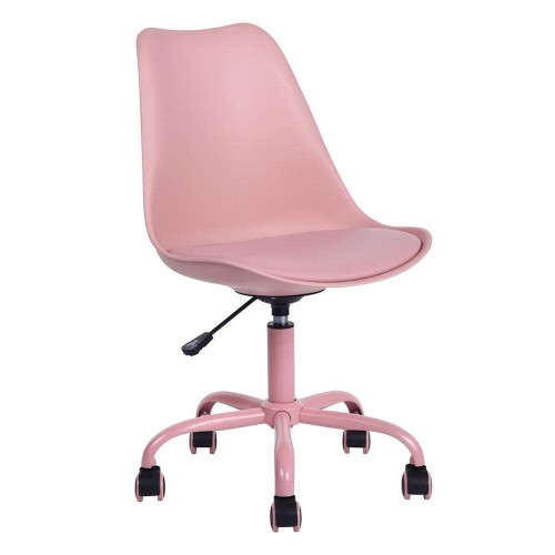 Pink Faux Leather Task Chair with Adjustable Height