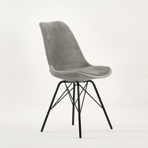 Luxury leisure grey upholstered cafe chair with metal frame