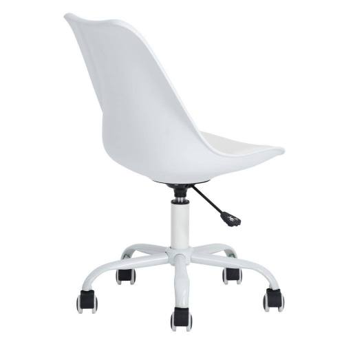 White Faux Leather Task Chair with Adjustable Height