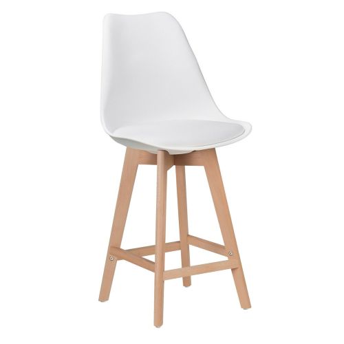 White plastic counter stool with footrest