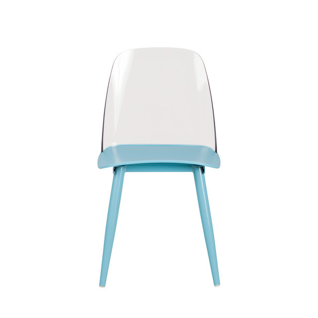 Nerd dining chair clear back and blue polypropylene seat 