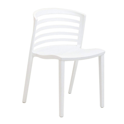 White stackable plastic chair