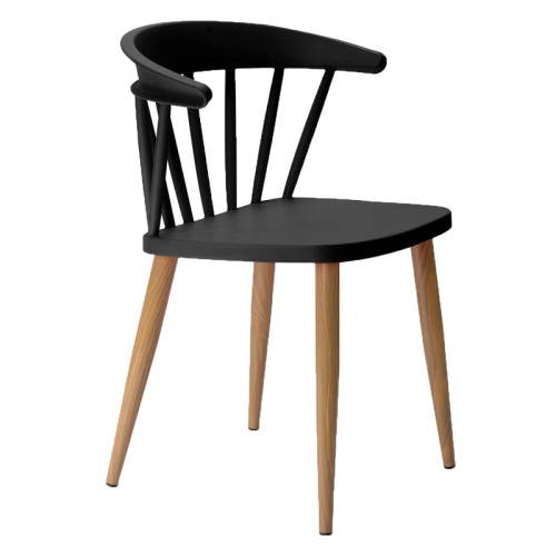 Black armrest windsor dining chair with metal legs