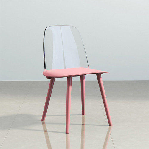Nerd dining chair clear back and pink polypropylene seat 
