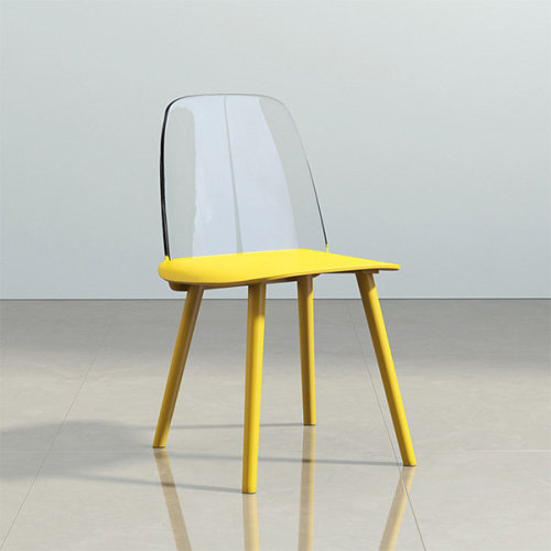 Nerd dining chair clear back and yellow polypropylene seat 