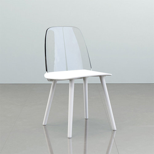 Nerd dining chair clear back and white polypropylene seat 