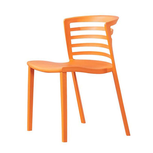 Orange stackable plastic chair