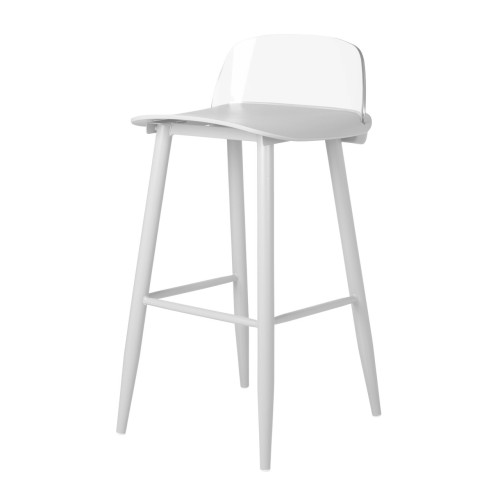 Nerd stool clear back and white polypropylene seat 