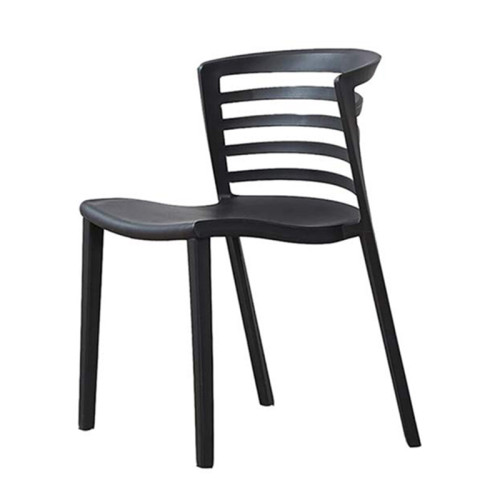 Black stackable plastic chair
