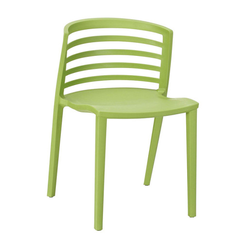 Green stackable plastic chair
