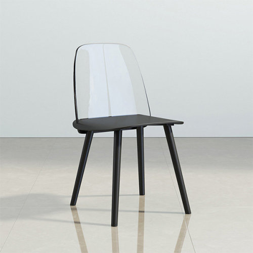 Nerd dining chair clear back and black polypropylene seat 