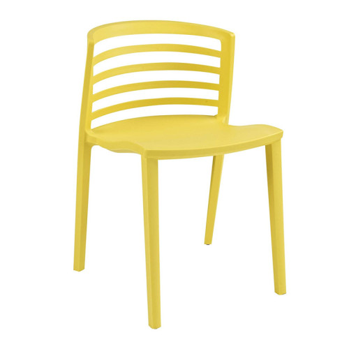 Yellow stackable plastic chair
