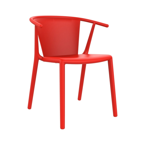 Red stackable armrest dining chair