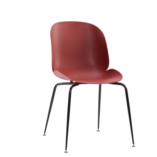 Claret Beetle Dining Cafe Chair With Black Metal Legs