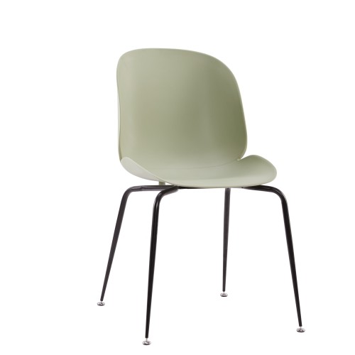 Light Green Beetle Dining Cafe Chair With Black Metal Legs