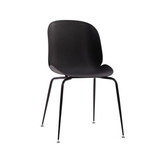 Black Beetle Dining Cafe Chair With Black Metal Legs