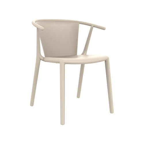 Beige stackable armrest dining chair