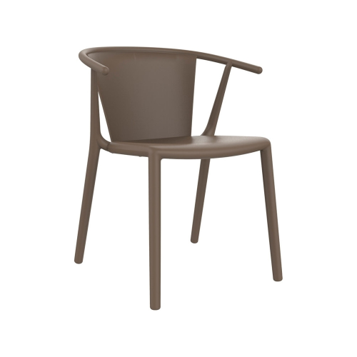 Dark brown stackable armrest dining chair