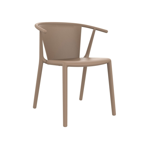 Taupe stackable armrest dining chair