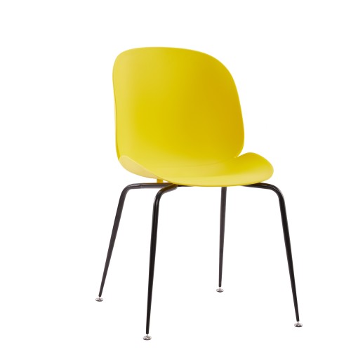 Yellow Beetle Dining Cafe Chair With Black Metal Legs