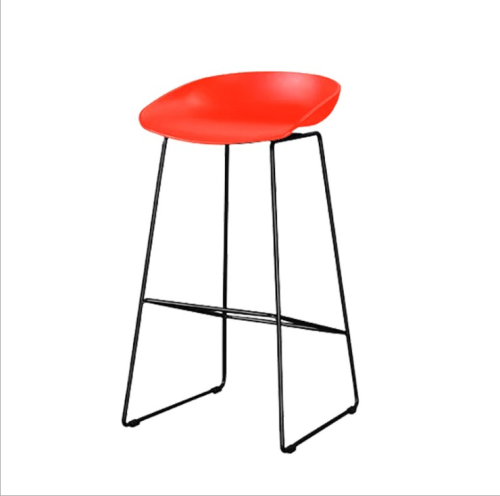 Red Plastic Bar Stool With Metal Base