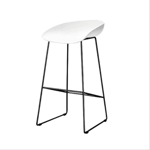 White Plastic Bar Stool With Metal Base