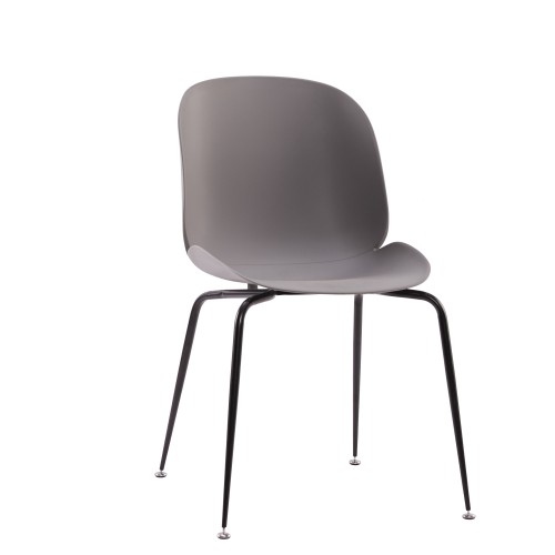 Grey Beetle Dining Cafe Chair With Black Metal Legs