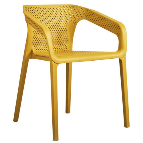 Yellow Polypropylene Stackable Dining Chair