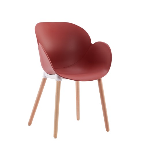Stylish cafe chair claret polypropylene wood legs