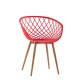 Hollow out red plastic chair with metal legs