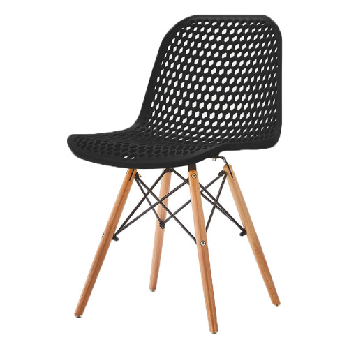 Black Plastic Chair with Eiffel Wood Legs