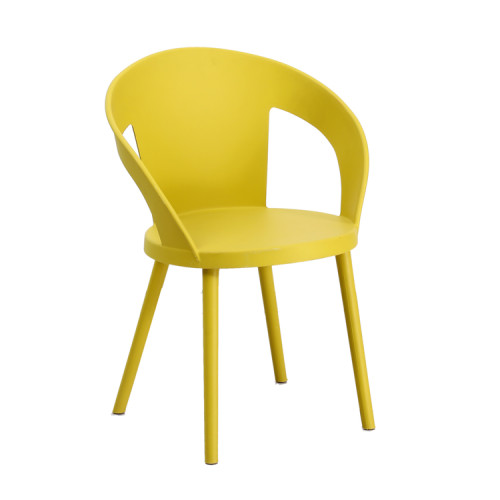 Yellow polypropylene dining chair with armrest