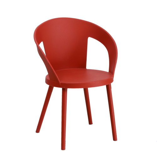 Claret polypropylene dining chair with armrest
