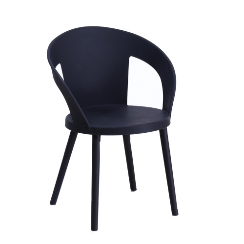 Black polypropylene dining chair with armrest