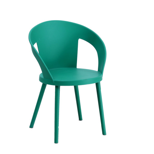 Green polypropylene dining chair with armrest