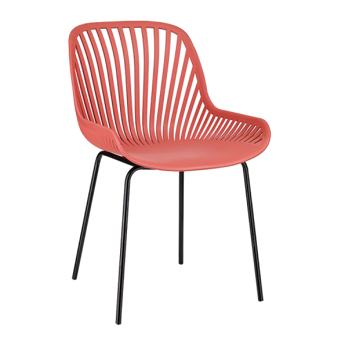 Modern plastic chair with four metal legs