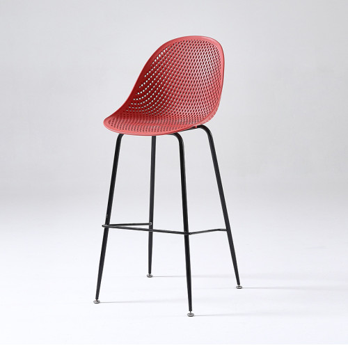 Claret plastic counter stool with metal base