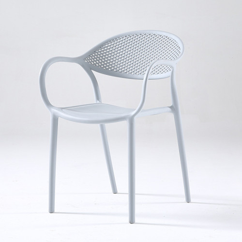 Light grey plastic chair with armrest