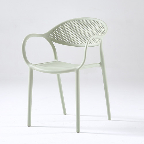 Matcha green plastic chair with armrest