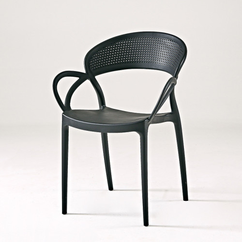 Stylish black plastic chair with armrest