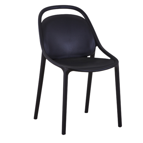 Cafe dining chair stackable black plastic