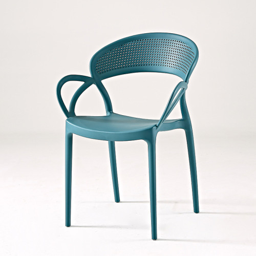 Stylish dark blue plastic chair with armrest