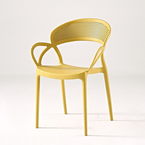 Stylish yellow plastic chair with armrest