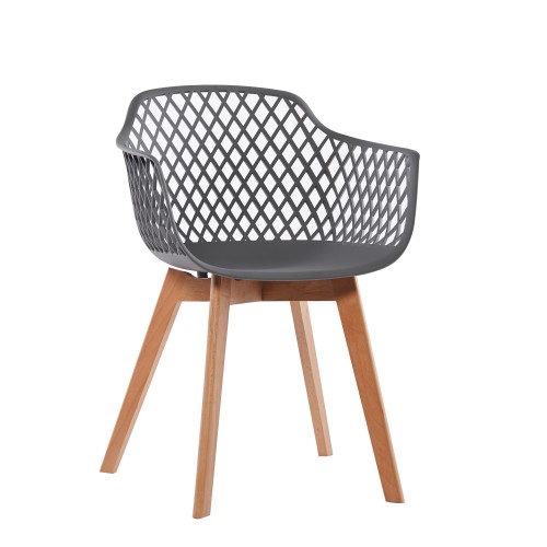 Modern armrest plastic chair with wood legs