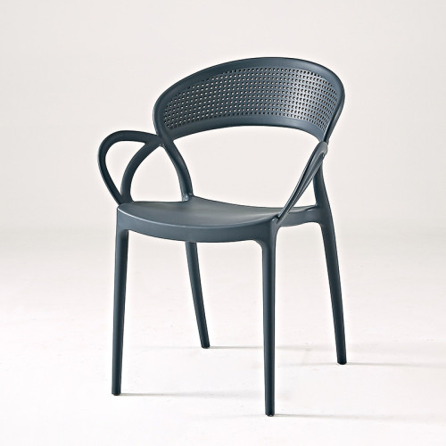 Stylish grey plastic chair with armrest