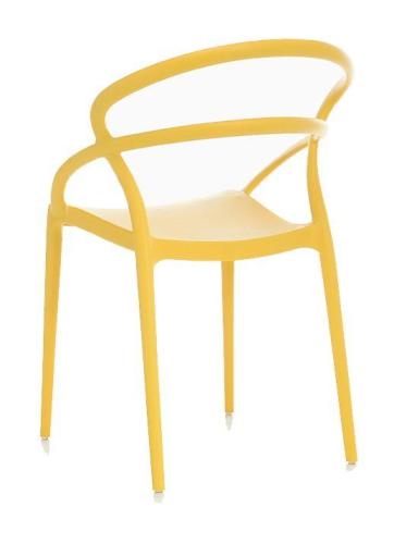 Ergonomic simple design yellow plastic chair stackable